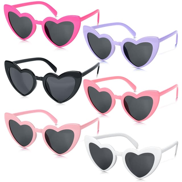 Romon Herz Sonnenbrille Damen - Party Brille für Geburtstagsfeier, Fasching, Karneval ❤️🕶️
