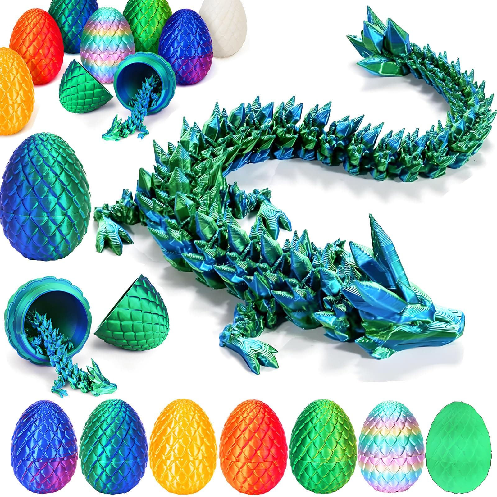 Drachenei mit Drache - 3D Drachen Zappelspielzeug - Lasergrün