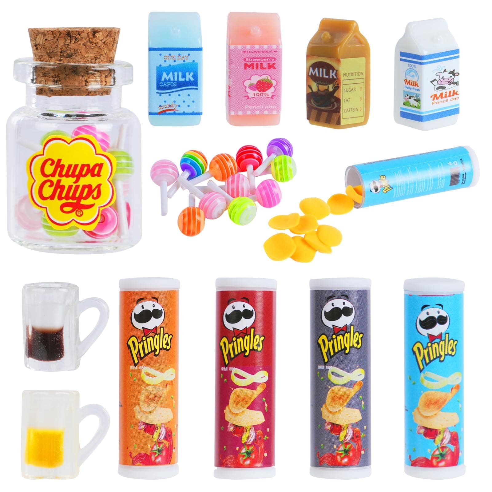 🍔🍟🥤 Miniatur-Essen und -Getränke Set, 15-teiliges Zwergenzubehör