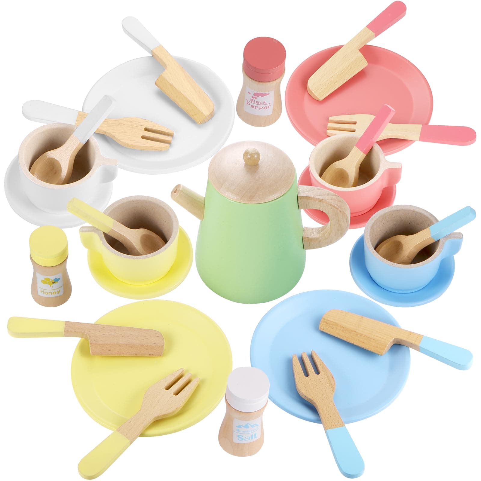 GAGAKU Kinder Geschirr-Set aus Holz mit Teeservice 🌟