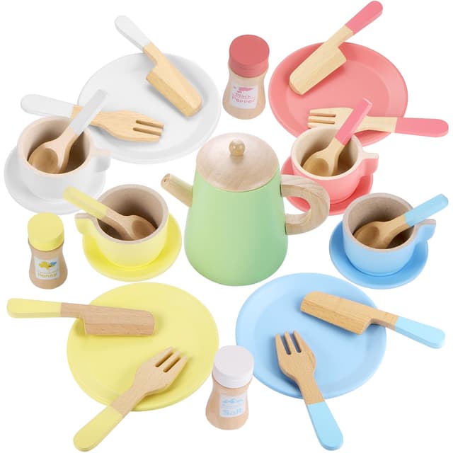 GAGAKU Kinder Geschirr-Set aus Holz mit Teeservice 🌟