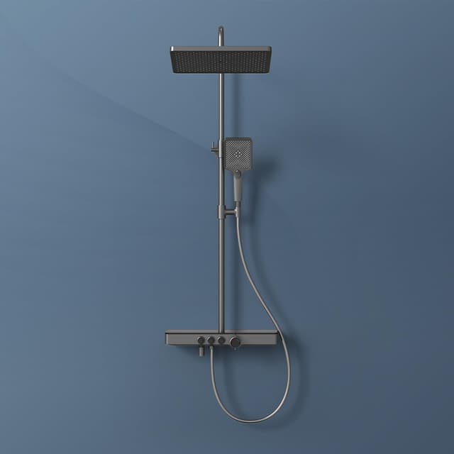 EMKE Duschsystem mit Thermostat und Regendusche in Anthrazit Matt