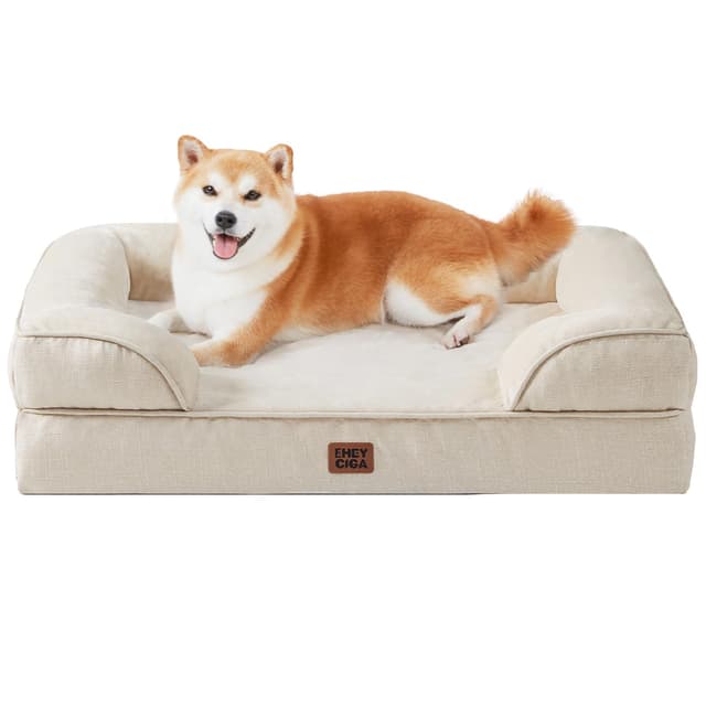 🐶🛋️ EHEYCIGA Orthopädisches Hundebett für Große Hunde 91x68x15cm Beige 🐕