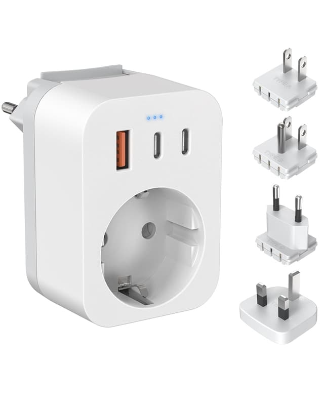 🌍 Reiseadapter Weltweit Set mit USB C und 4 Adaptern 🌐