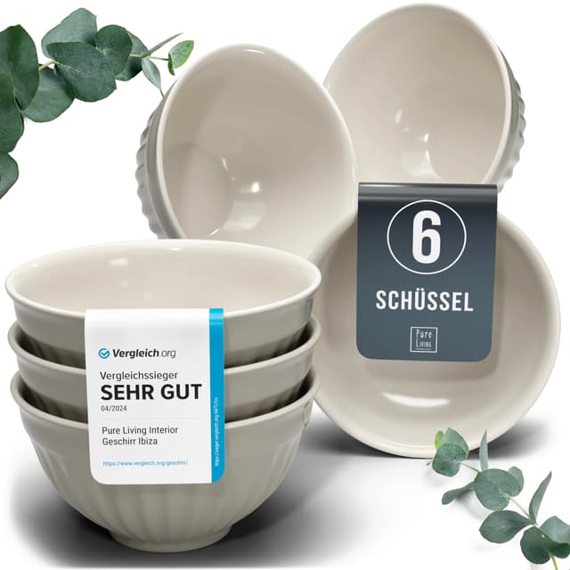 🌟 Steingut Müslischalen Set 6 Personen Hygge TESTSIEGER 🌟