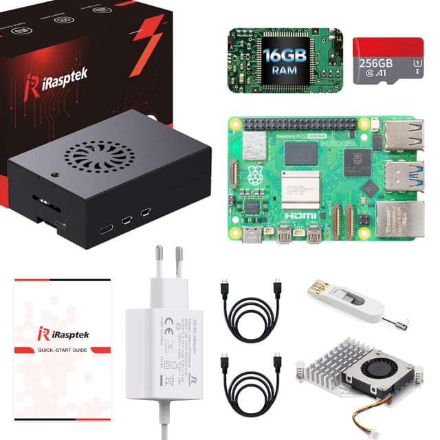 🚀 iRasptek Raspberry Pi 5 16GB Starter Kit - 256GB Edition 🌟