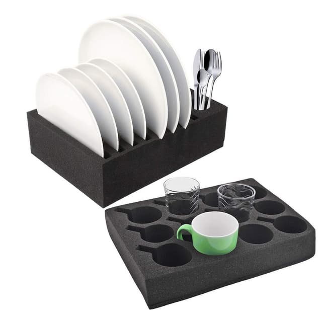 🚐🍽️ Wohnwagen Wohnmobil Tellerhalter Geschirrhalter Tassenhalter Set Schaumstoff für Camping 🏕️