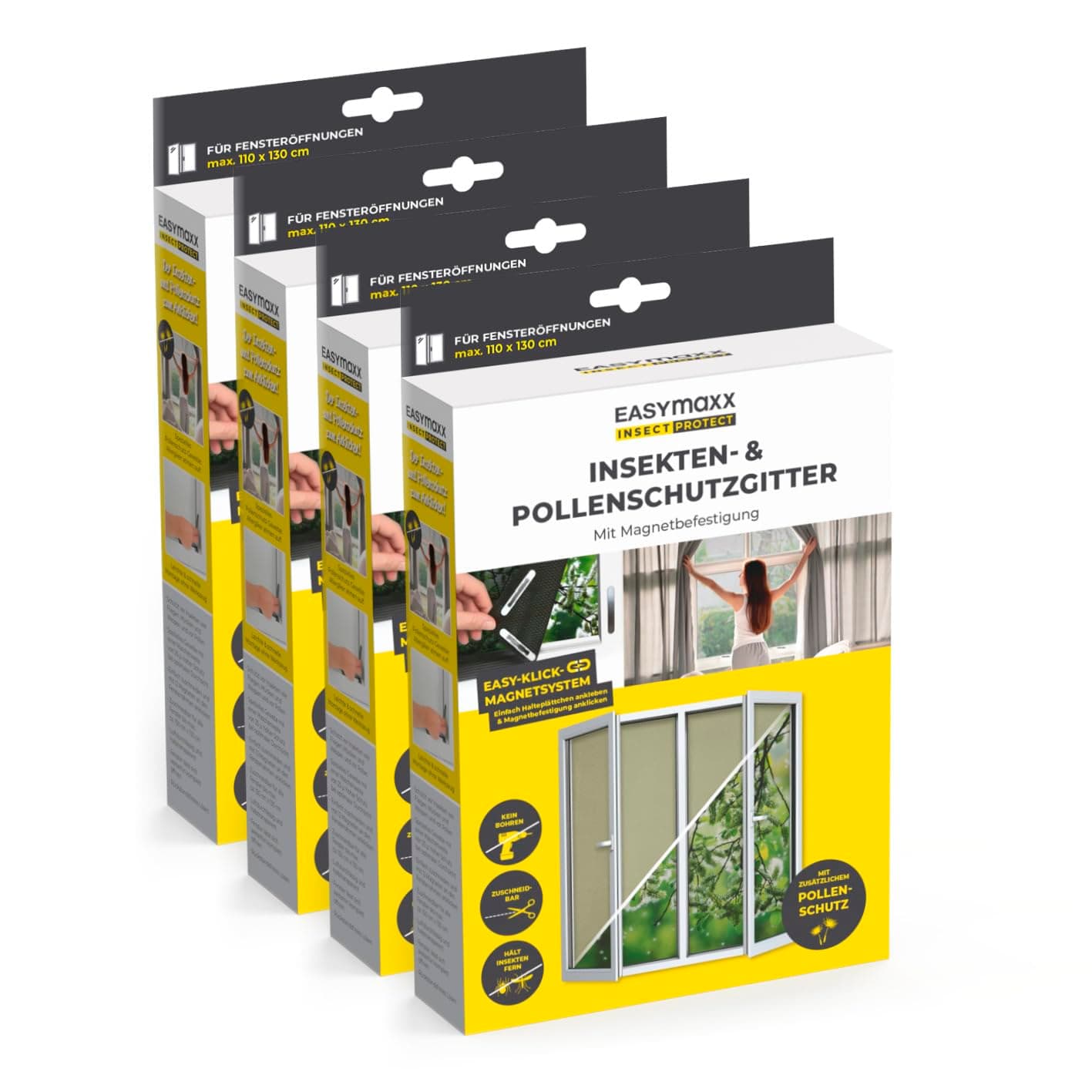 EASYmaxx Insect Protect Fliegengitter Fenster | 4er Set | Ultimativer Schutz 🦟🪰🕷️