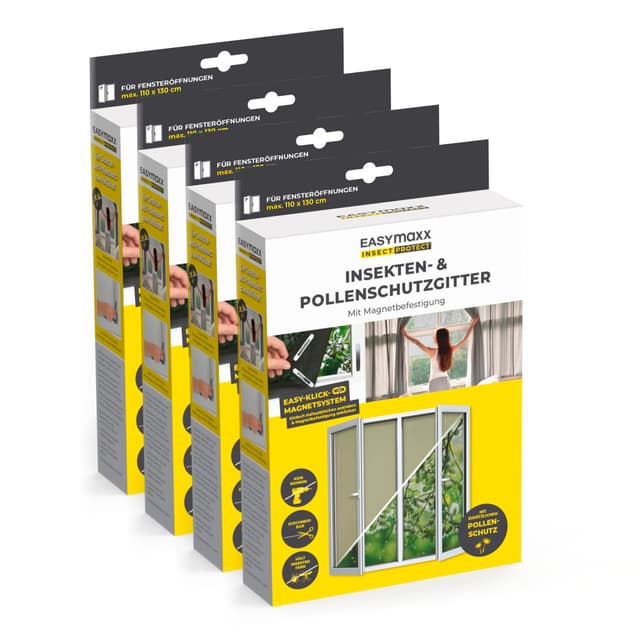 EASYmaxx Insect Protect Fliegengitter Fenster | 4er Set | Ultimativer Schutz 🦟🪰🕷️