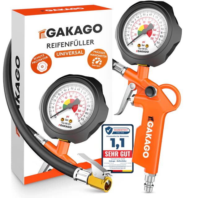Gakago Reifenfüller mit hochwertigem Manometer 🚗🔧