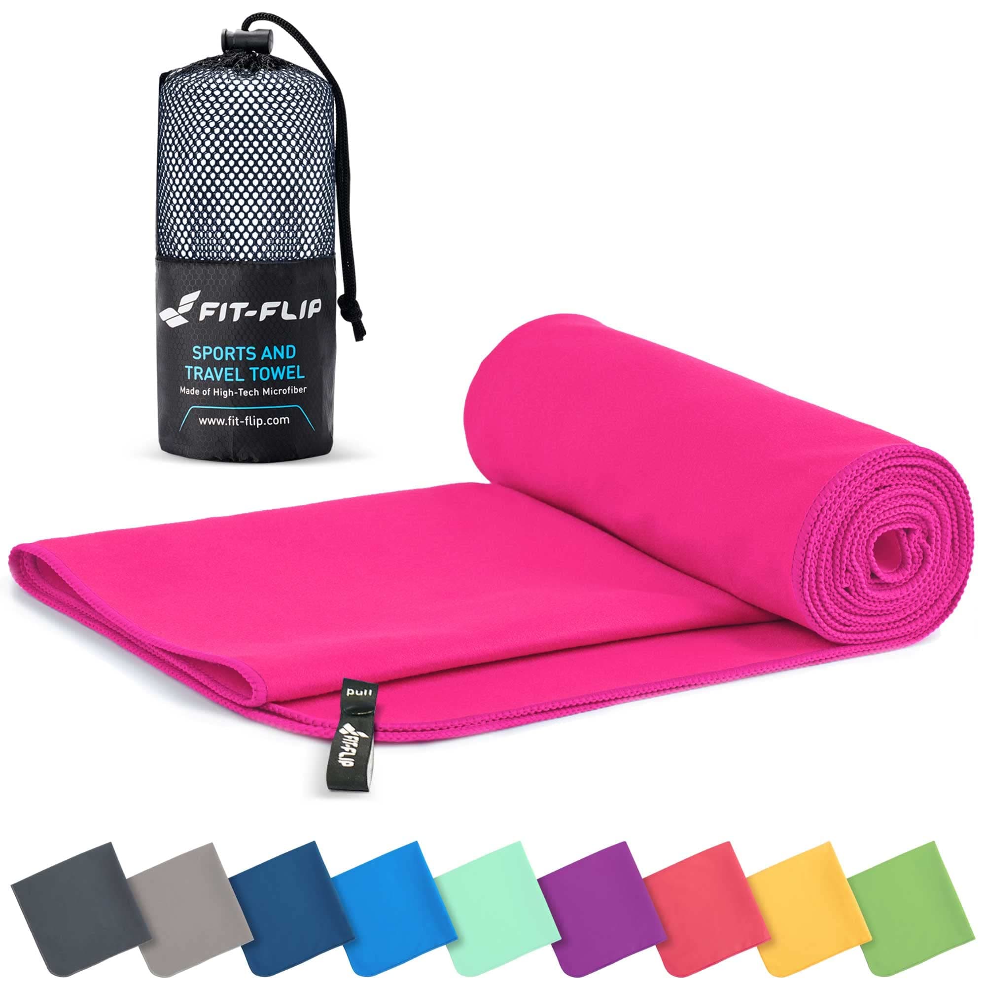 Fit-Flip Mikrofaser Handtuch 70x140cm - Sporthandtuch, Reisehandtuch, Strandtuch Pink 🌸