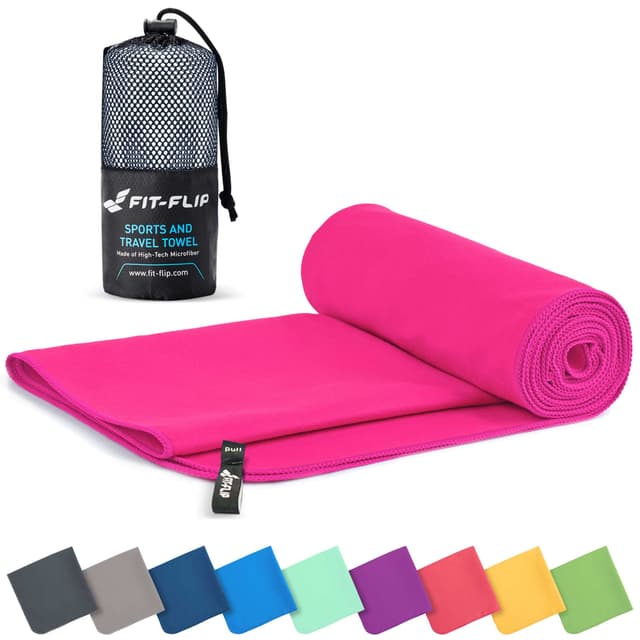 Fit-Flip Mikrofaser Handtuch 70x140cm - Sporthandtuch, Reisehandtuch, Strandtuch Pink 🌸
