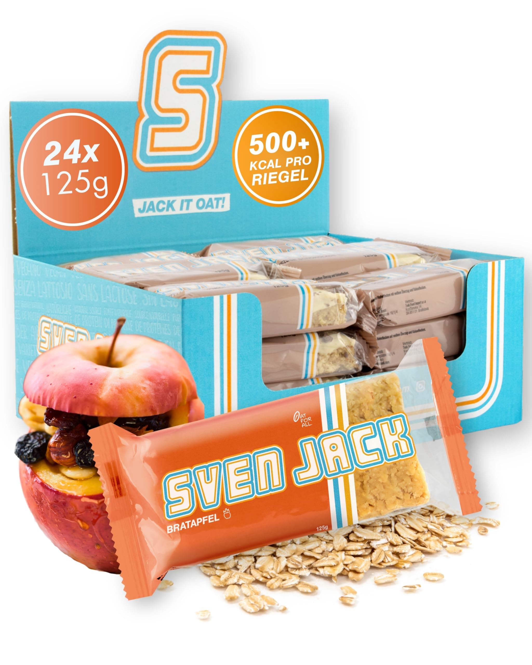 Sven Jack Bratapfel 24x 125g Original Energieriegel & Haferflocken Flapjack 🚴‍♂️🌿