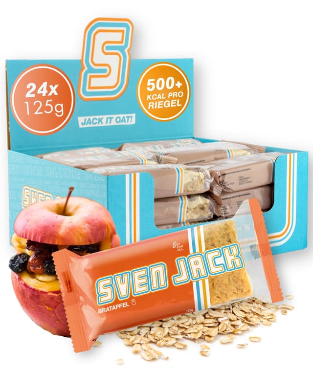 Sven Jack Bratapfel 24x 125g Original Energieriegel & Haferflocken Flapjack 🚴‍♂️🌿