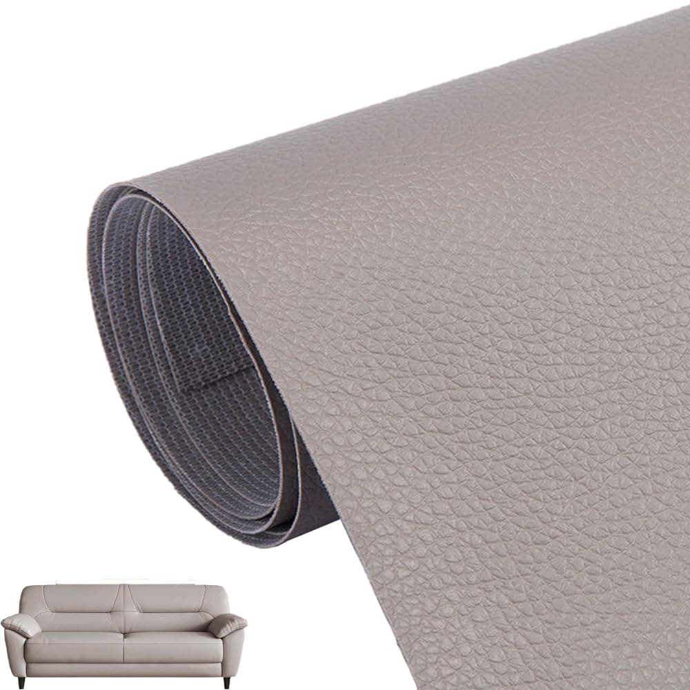 Glistenz Leder Reparatur Set - Selbstklebendes Kunstleder in Grau
