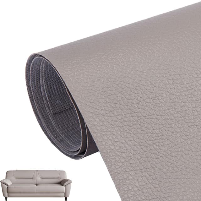 Glistenz Leder Reparatur Set - Selbstklebendes Kunstleder in Grau