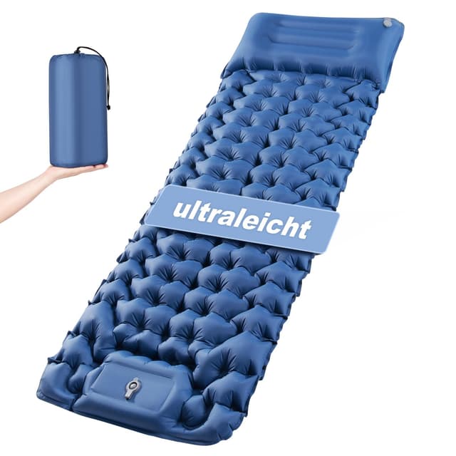 Hochwertige Isomatte mit Fußpresspumpe und Kopfkissen 🏕️