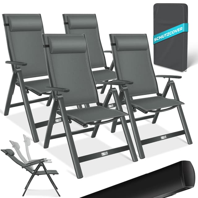 🌿🪑 KESSER® Gartenstuhl Hochlehner 4er Set Aluminium Klappstuhl 🪑🌿