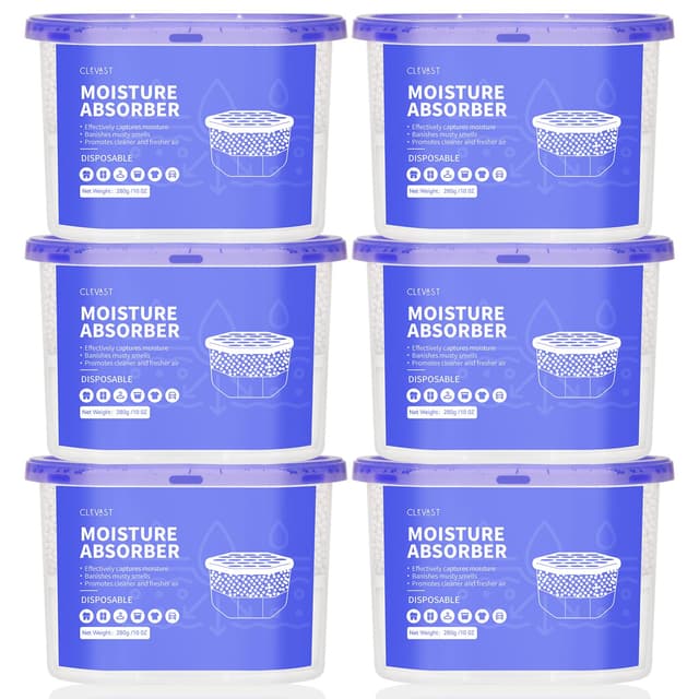 CLEVAST 6x Luftentfeuchter Box, Feuchtigkeitsentferner Absorber, Raumentfeuchter für Küche, Bad & Wohnzimmer, luftentfeuchter Ohne Strom Violet 6pack 🌬️💧