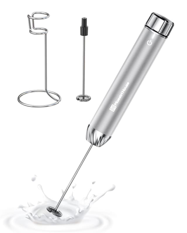 Maestri House Wiederaufladbarer Milchaufschäumer mit stufenloser Geschwindigkeitsregelung (Silber) 🥛☕️