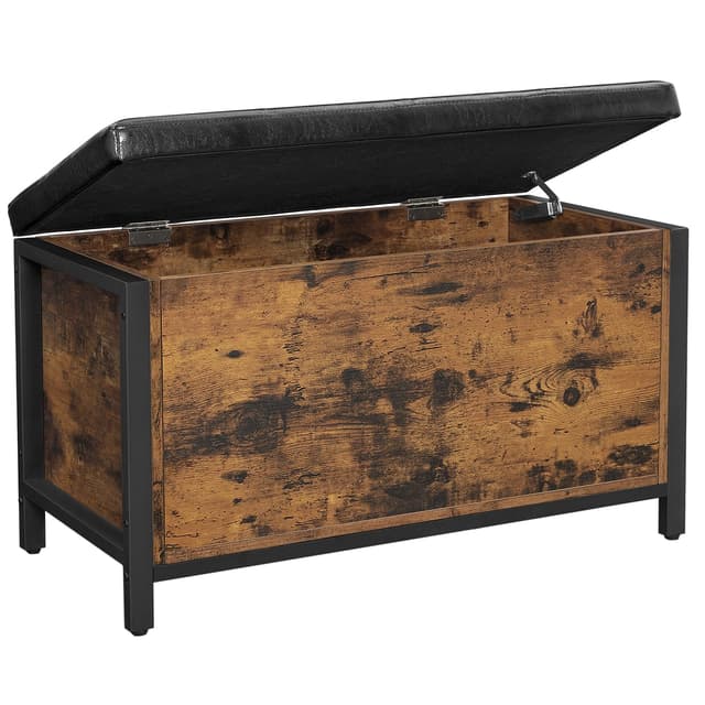 🛋️ VASAGLE Sitzhocker, Sitzbank, Betttruhe mit Stauraum | Vintage-Stil | Kunstleder | Industriestil