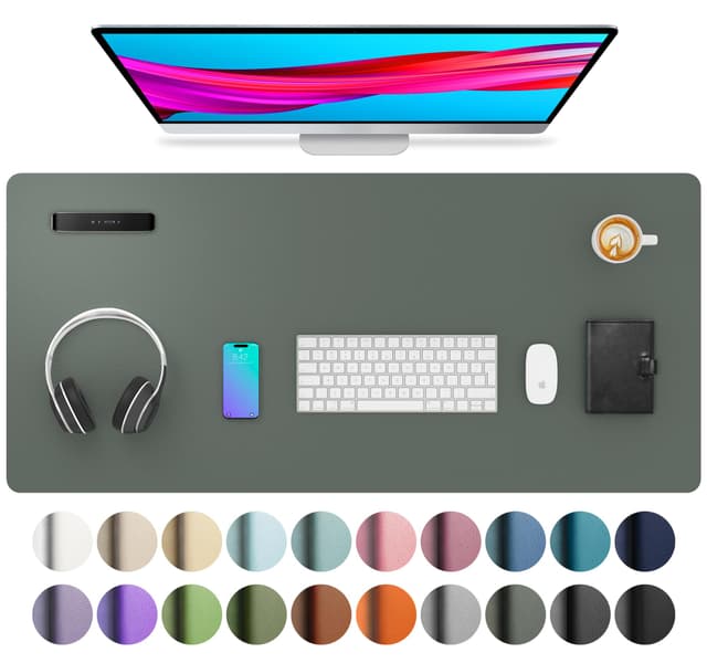 🌿 Aothia Schreibtischunterlage & Mauspad 🖱️ PU Leder & Rutschfeste Wildleder 🌟 Multifunktionales Mousepad/Laptop Schreibunterlage 🌈 Tisch-Schutz Unterlage für Büro/Home (Dschungel Grün, 91x43cm)