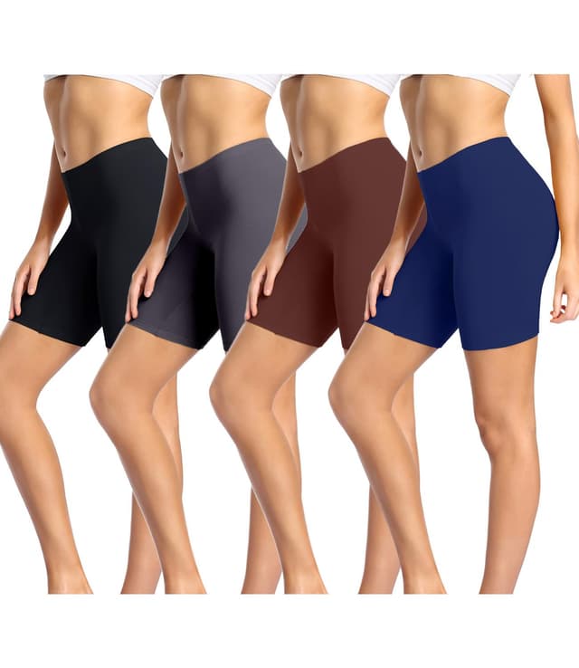 🌟 Wirarpa Radlerhose Damen Kurz 4er Pack XL Schwarz/Dunkelgrau/Dunkelblau/Braun 🌈