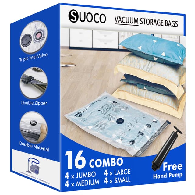 SUOCO Vakuum-Aufbewahrungsbeutel (16 Combo) 🌬️👚🛏️