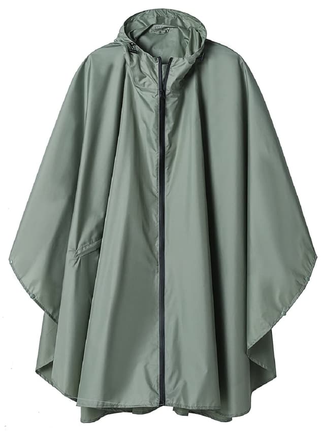 Wasserdichter Regen Poncho in Grasgrün mit Kapuze 🌧️