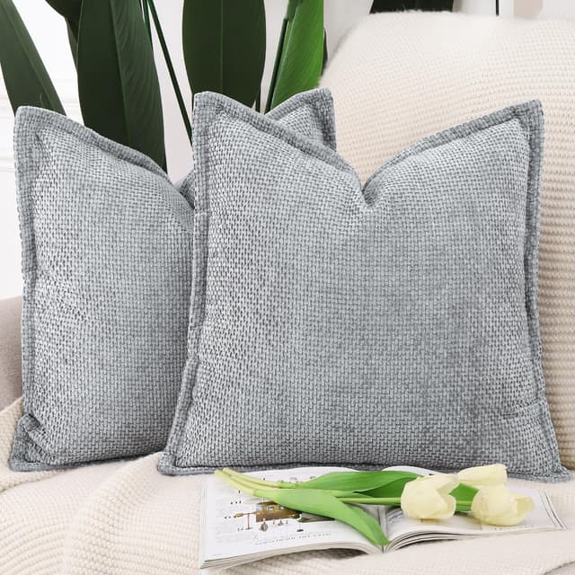Madizz 2er Set Chenille Samt mit Rand Kissenbezüge 🛋️🌟