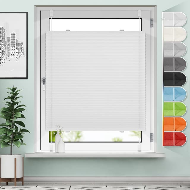 🌟 Angebot: Sanfree Plissee Klemmfix Plisseerollo ohne Bohren Weiß B90 x H120cm