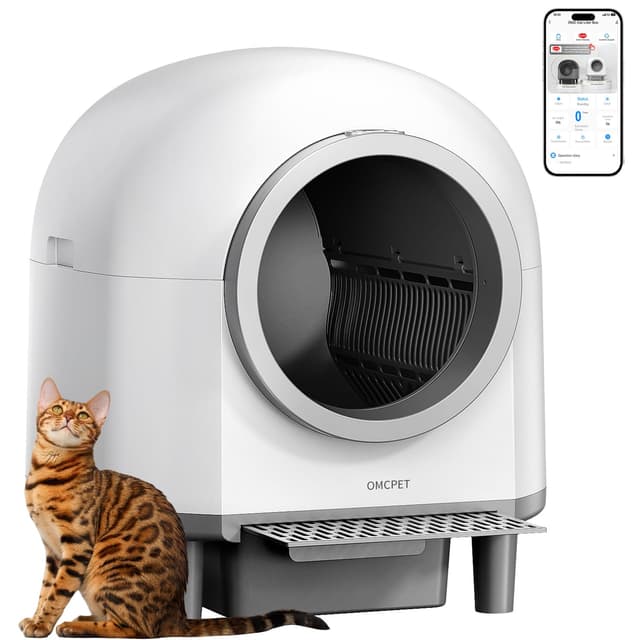 🐱🌟 CATCOOL Selbstreinigende Katzentoilette, Katzenklo mit App-Steuerung, Leise & Energiesparend - 100L Weiß Weiß Katzenklo