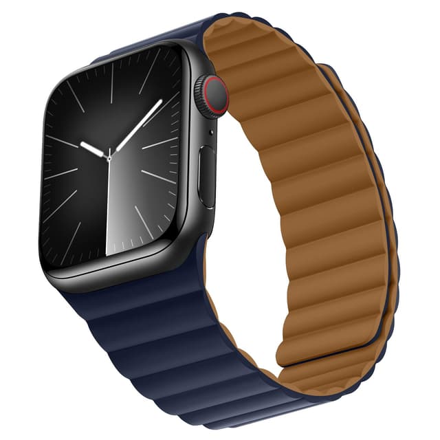 Bisikor Kompatibel mit Apple Watch Armband 49mm 45mm 44mm 42mm 41mm 40mm 38mm Silikon Double Sided Wearable Magnetes Ersatzband für iWatch SE Ultra Series 9 8 7 6 5 4 3 Braun/Indigo 49mm/46mm(series10)/45mm/44mm/(42mm series 3)