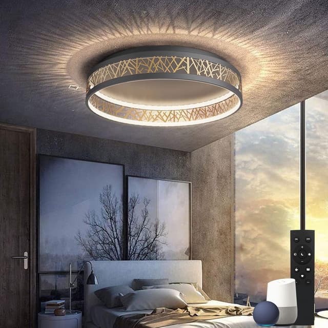 Yuanfenghua LED Deckenleuchte Mit Fernbedienung, Dimmbar Schlafzimmer Lampe 🌟 MATTER-Kompatibel & Sprachsteuerung 🌟