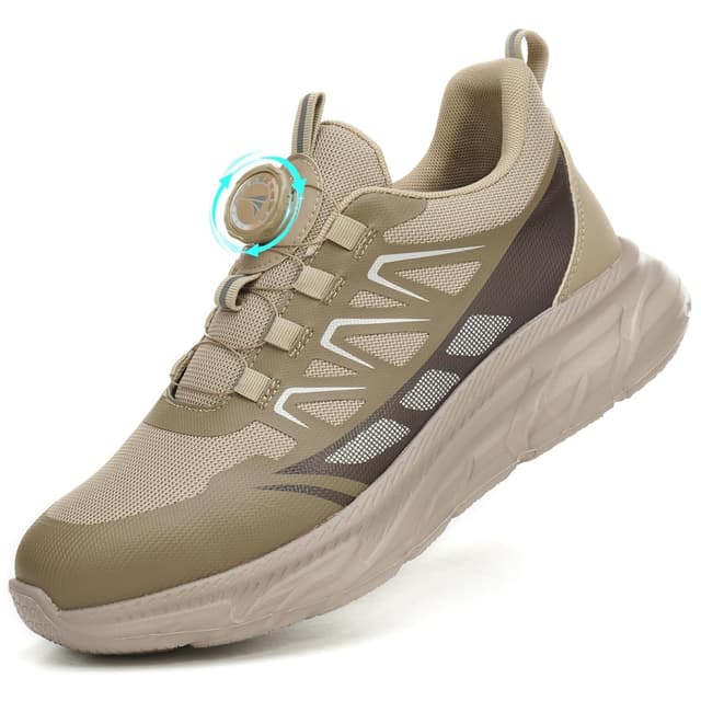 BAXIWUY Sicherheitsschuhe Herren Damen 👟 40 EU Khaki | Leicht & Atmungsaktiv