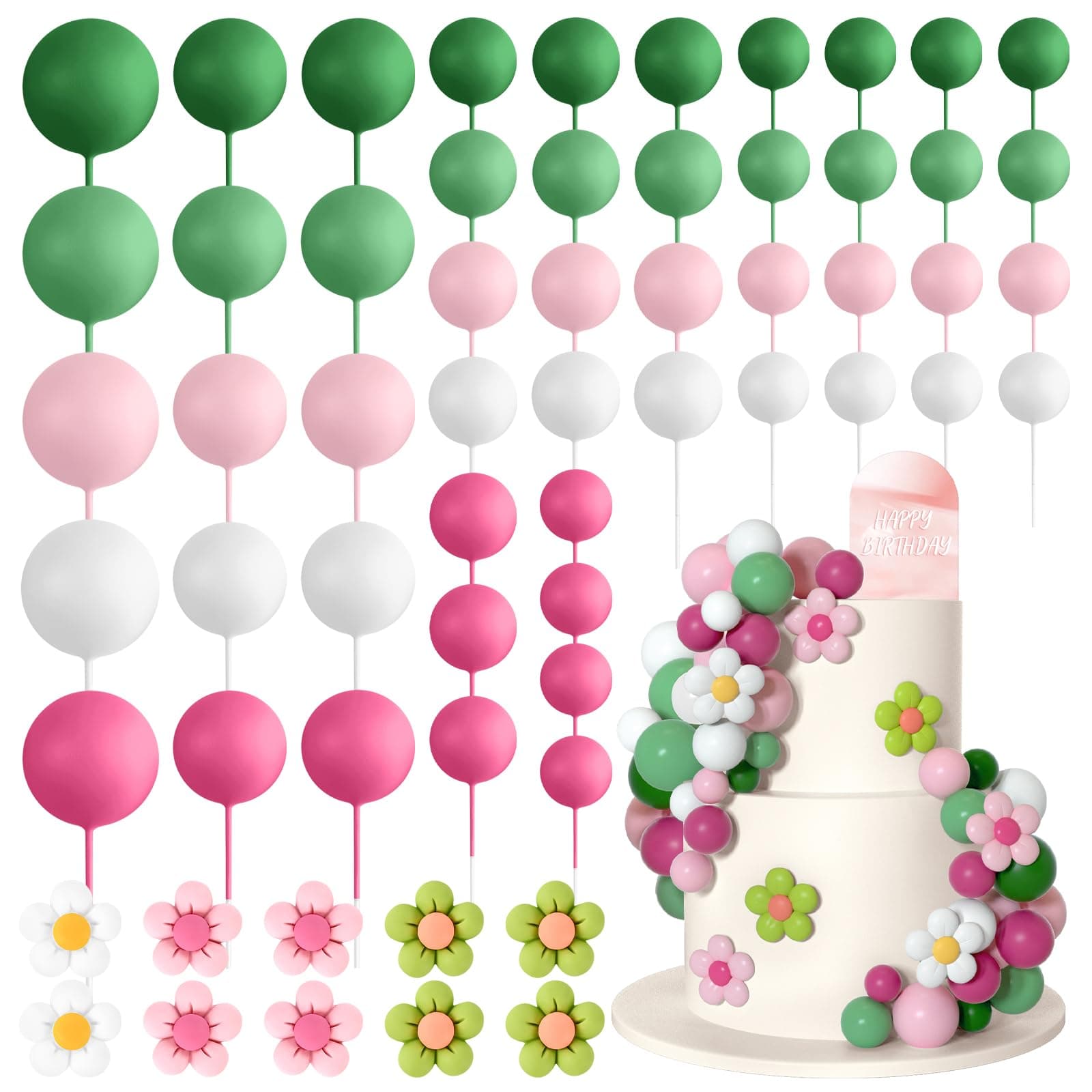 🎂 Bouiexye 61 Stück Cake Topper Tortendeko Kugeln 🌈