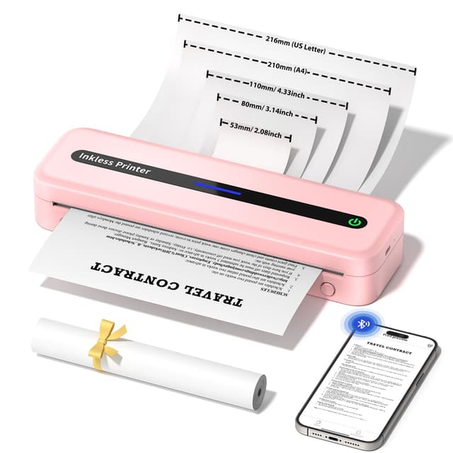 Itari Bluetooth Mobiler Drucker - Thermodrucker A4 Inkless Portable Printer
