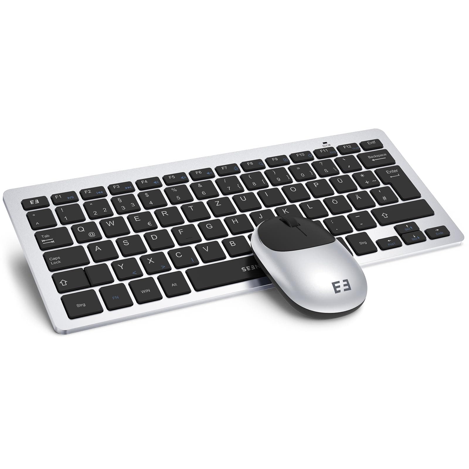 🌟 seenda Funktastatur mit Maus, Kleine Tastatur Maus Set kabellos mit USB Empfänger