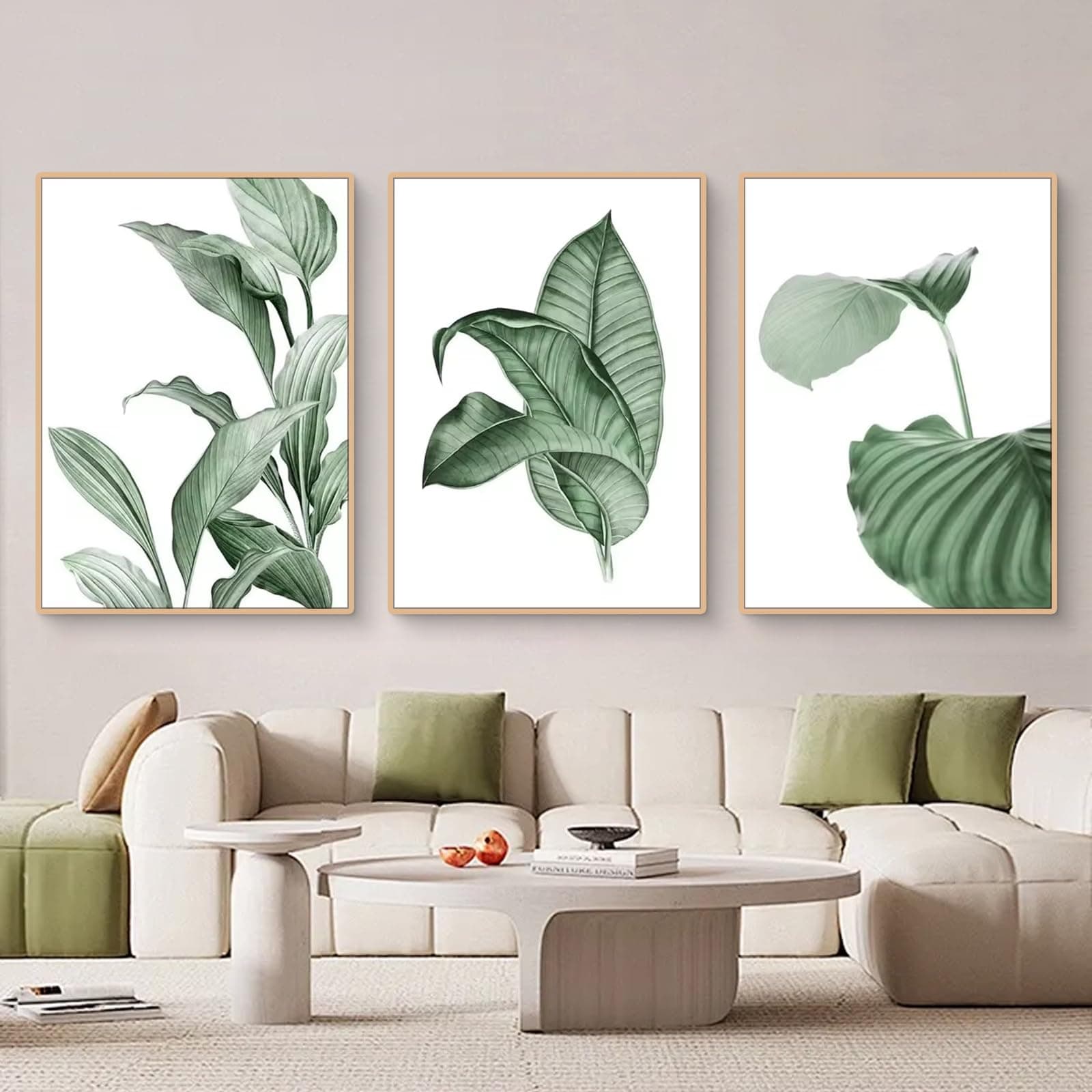 🌿🖼️ Ästhetisches 3er Set Poster Grüne Pflanze Blätter Bilder | Botanisch Kunstdruck Wanddeko