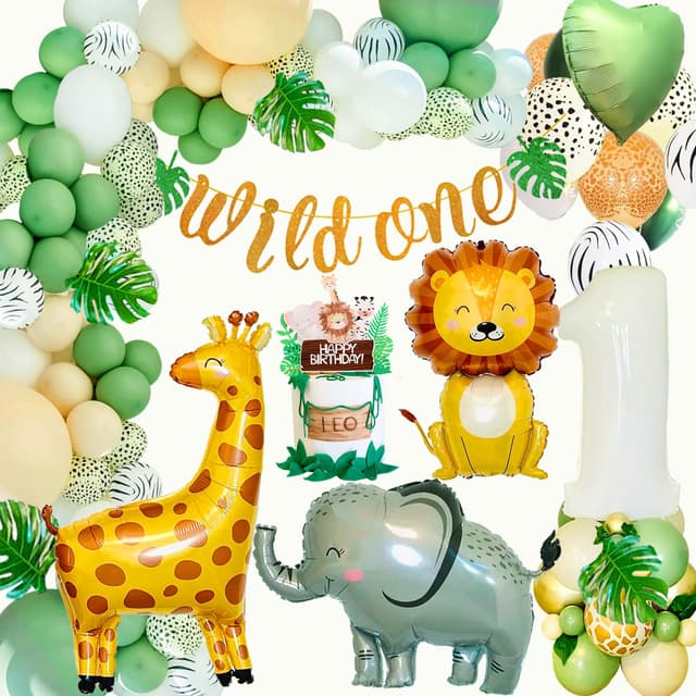 Dschungel Themenparty Geburtstagsdeko Set 🦁🦒🐘🌿🎈