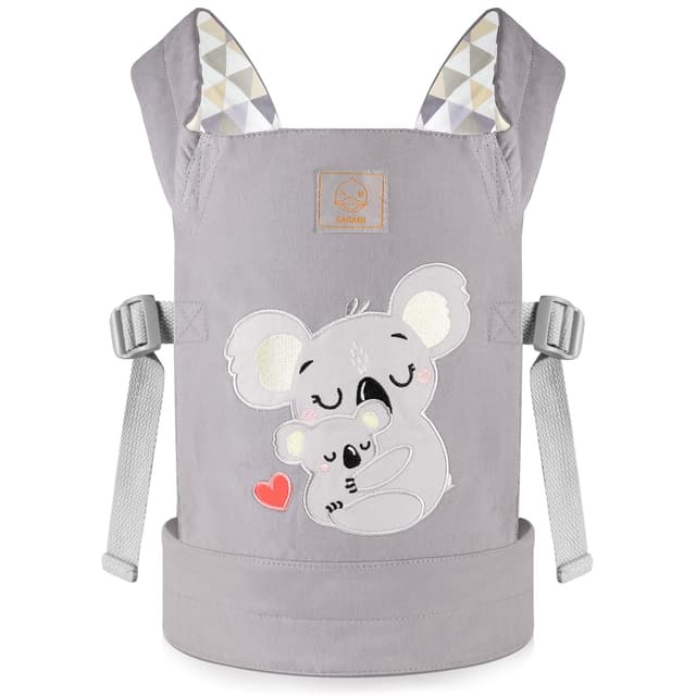 🐨 GAGAKU Puppentrage für Kinder - Grau - Bestickt Baby Koala