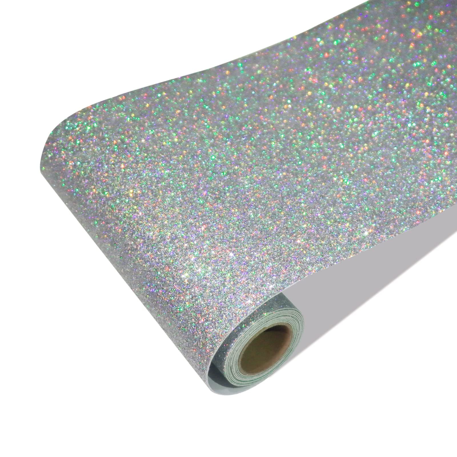 CRE8TIVE Glitzer Tapete Silber Glitzerfolie Selbstklebend 20cm x 900cm