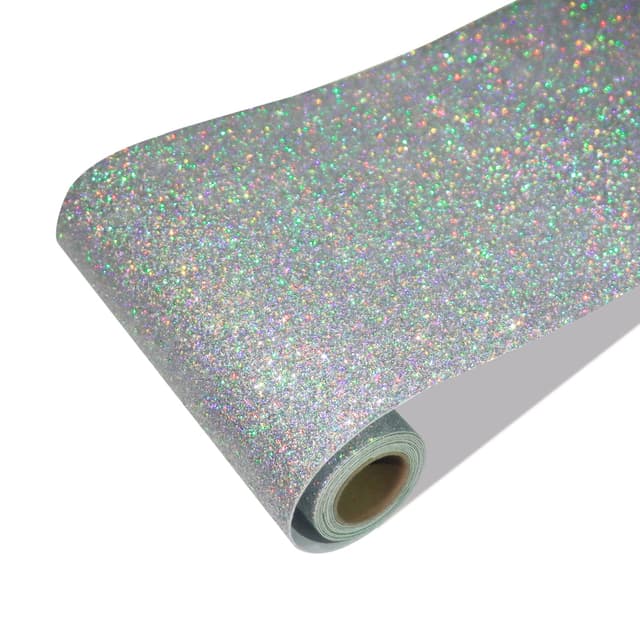 CRE8TIVE Glitzer Tapete Silber Glitzerfolie Selbstklebend 20cm x 900cm