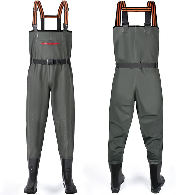YOOHBERRYS Wathose Herren Damen, Angelhose für Erwachsene mit Stiefel 🎣  Atmungsaktive Wasserdicht Watthosen für Sport Angelliebhaber 46 Grün