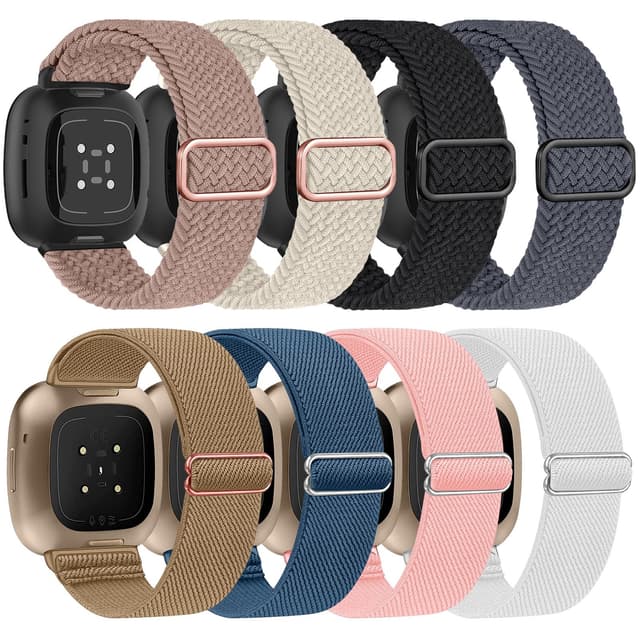 Zspoly 4 Stück Stretch Nylon Armbänder für Fitbit Versa 3/4/Sense/Sense 2