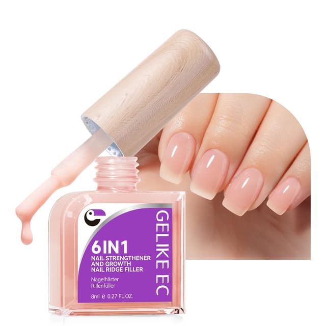 🌟 Gelike ec Nagelhärter Wachstums Nagel Rillenfüller: 6 in 1 Nudepink Nagelverstärker Reparatur 🌟