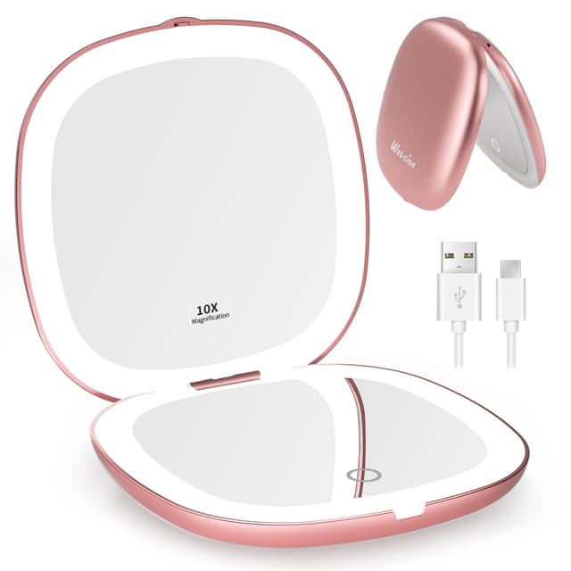 🌟 Angebot: WOBSION LED Taschenspiegel mit 1X/10×Vergrößerung und Beleuchtung 🌟