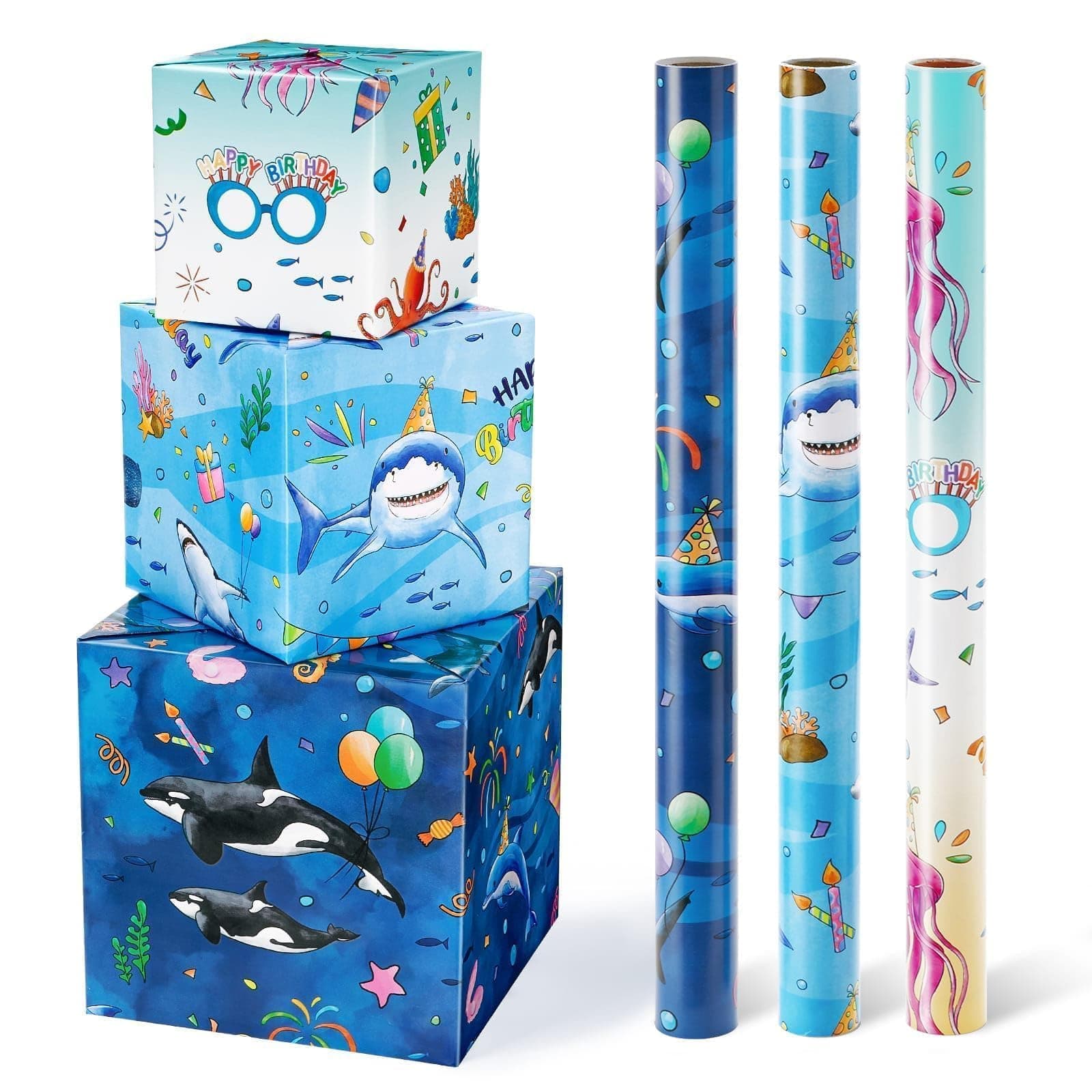 WERNNSAI Geburtstag Geschenkpapier - Ozean Thema 🦈🌊