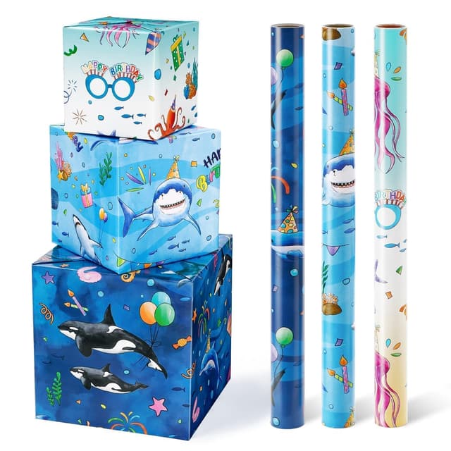 WERNNSAI Geburtstag Geschenkpapier - Ozean Thema 🦈🌊