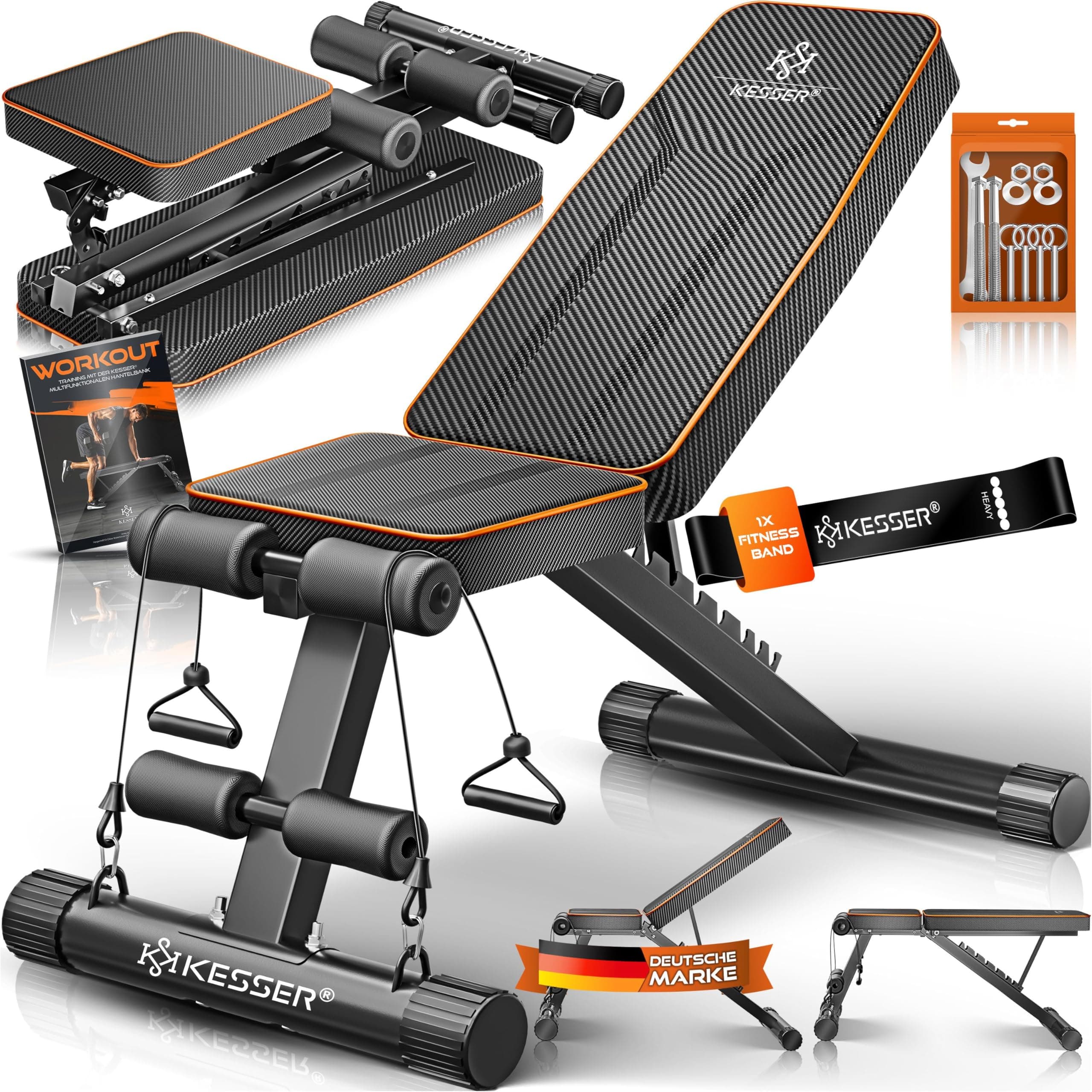 KESSER® Klappbare Hantelbank Multifunktionale Trainingsbank mit Rückenlehne 500kg Belastbarkeit 🏋️‍♂️